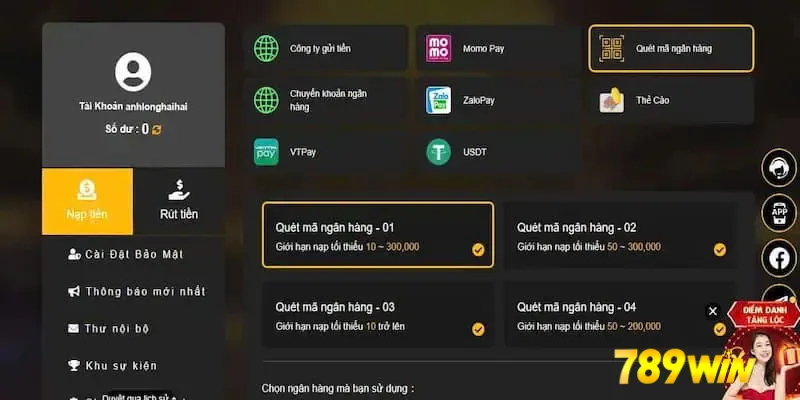 nạp tiền 789win